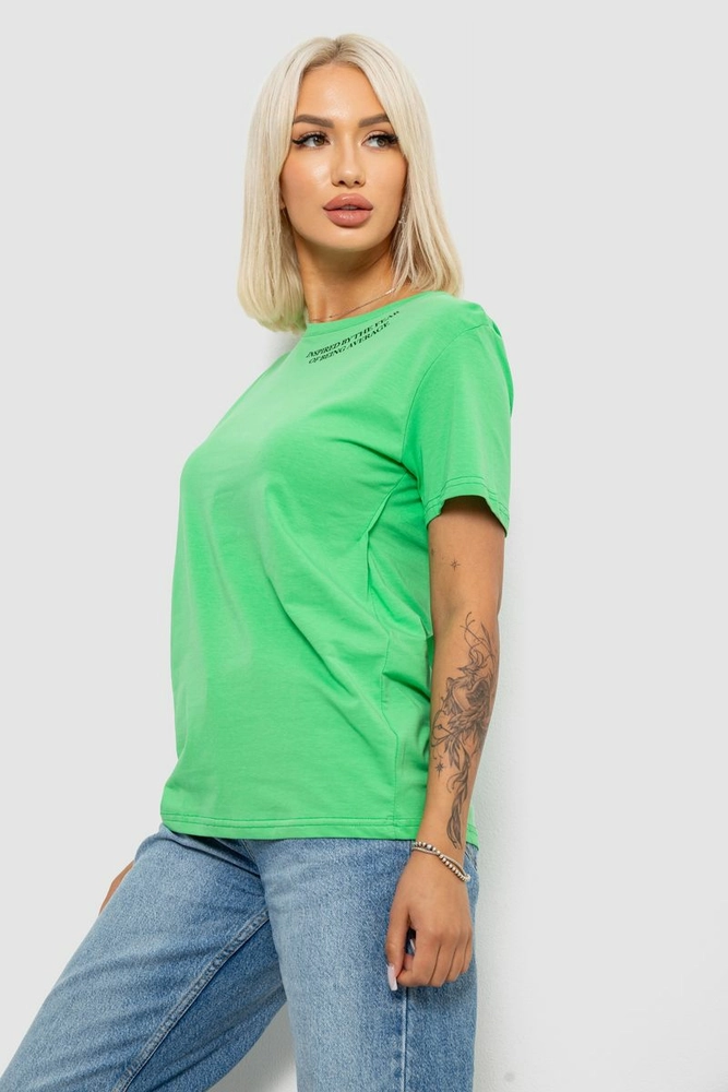 Купить Футболка женская с принтом, цвет салатовый, 244R1035-5 - Фото №3