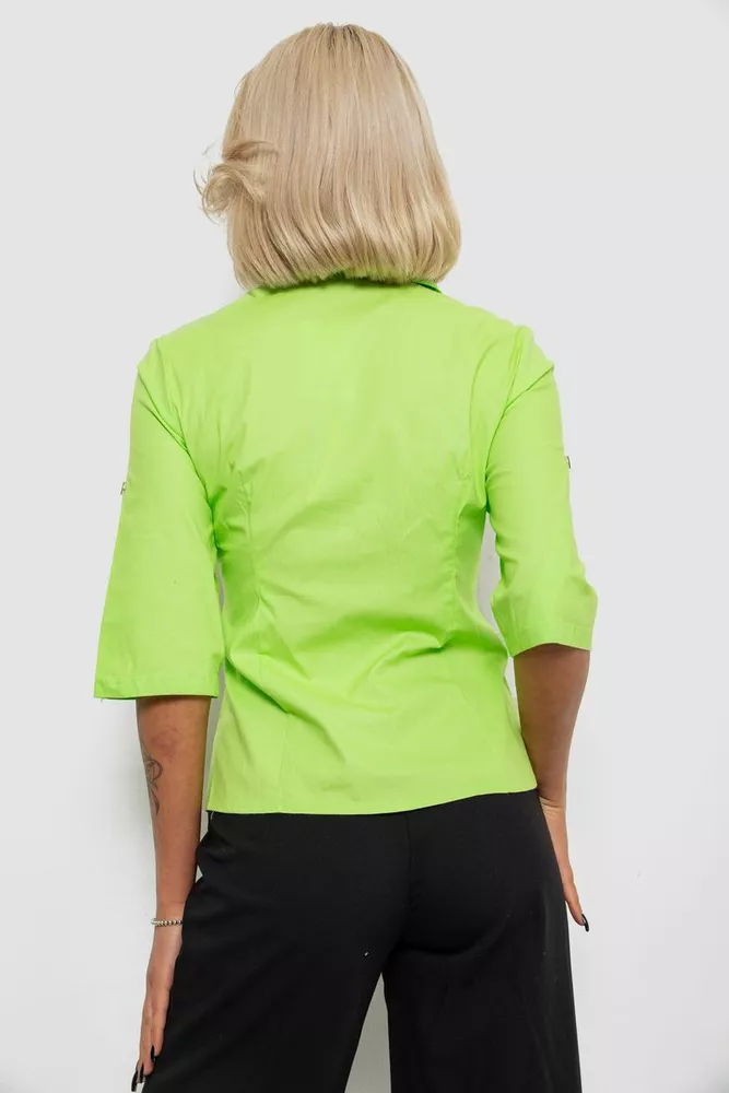 Купить Рубашка женская однотонная  -уценка, цвет салатовый, 230R068-5-U-56 - Фото №4