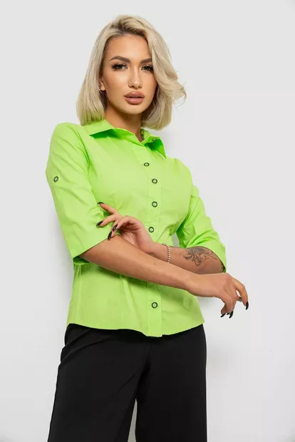 Сорочка жіноча однотонна  -уцінка, колір салатовий, 230R068-5-U-56