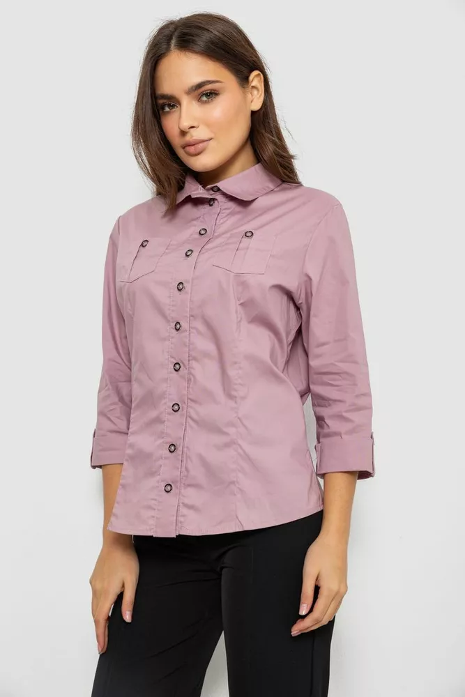 Купити Сорочка жіноча однотонна  -уцінка, колір бузковий, 230R068-3-U-8 оптом - Фото №3
