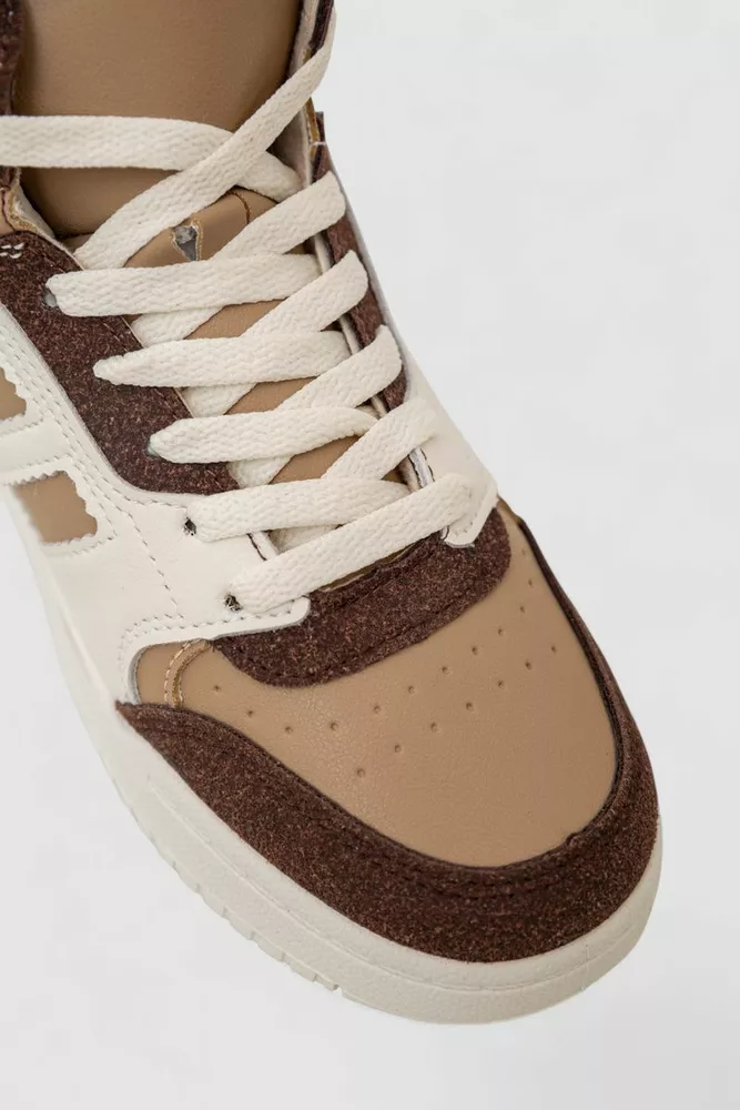 Купить Кроссовки женские зимние на меху, цвет бежево-коричневый, 248RAD500 - Фото №2