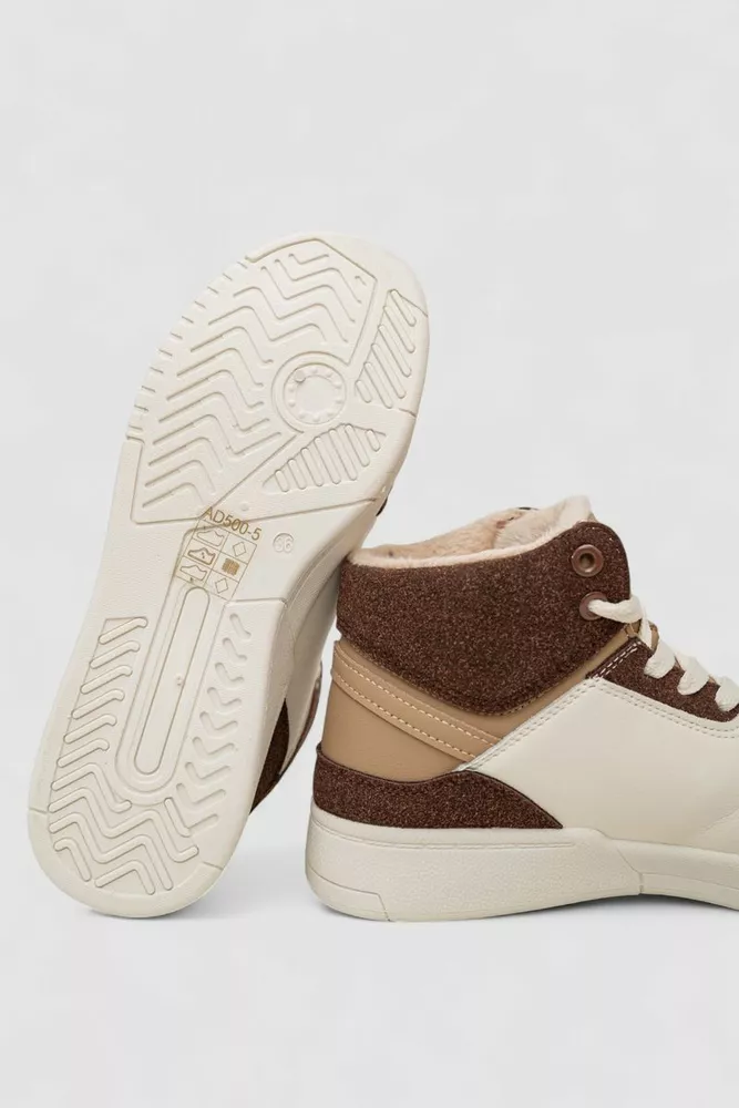 Купить Кроссовки женские зимние на меху, цвет бежево-коричневый, 248RAD500 - Фото №5