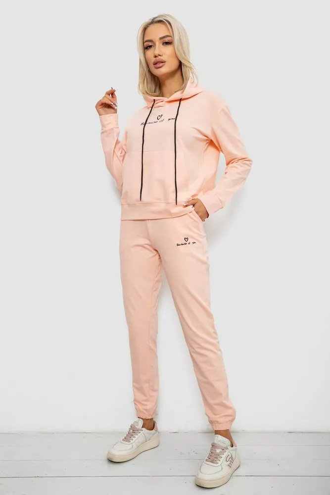 Купити Спортивний костюм жіночий двонитка  -уцінка, колір персиковий, 214R1419-002-U-5 - Фото №3
