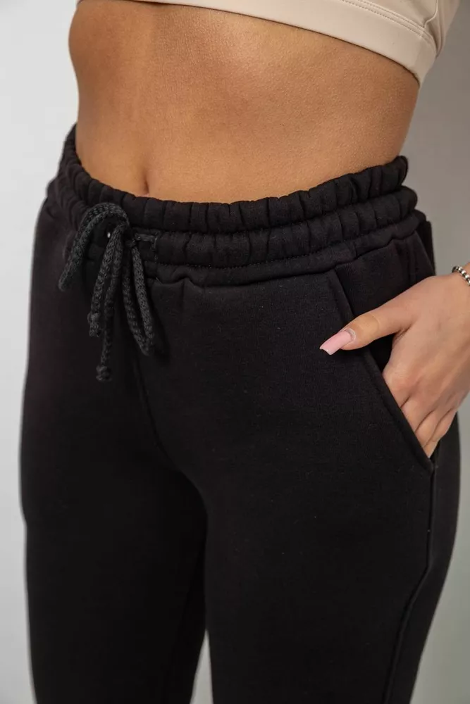 Купить Спортивные штаны женские на флисе, цвет черный, 214R121 - Фото №5