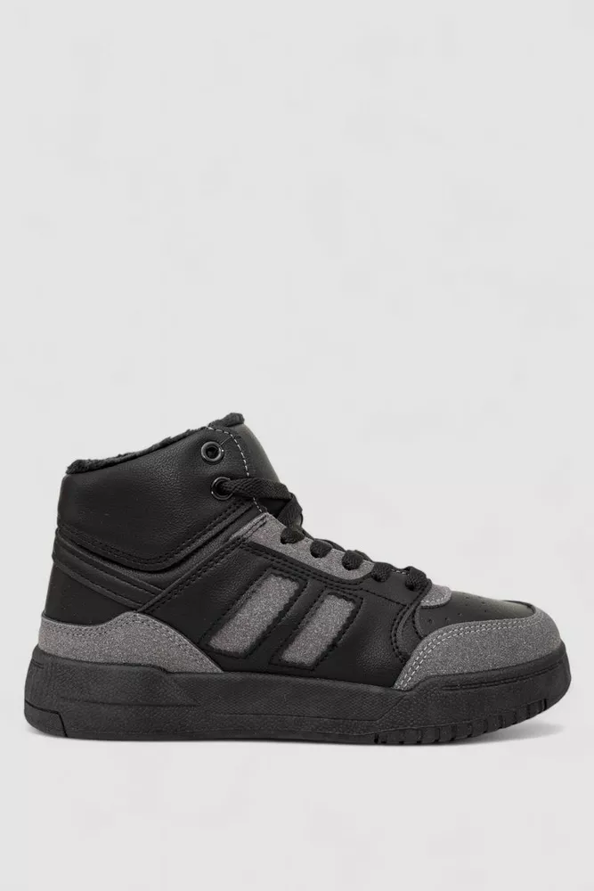 Купити Кросівки жіночі зимові на хутрі, колір чорно-сірий, 248RAD500 - Фото №1