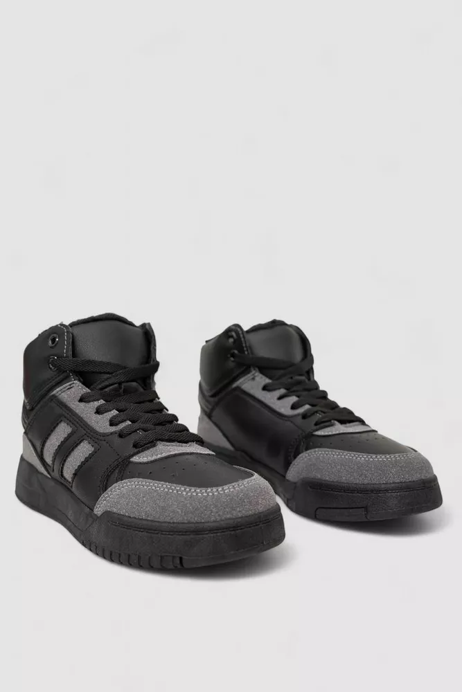 Купити Кросівки жіночі зимові на хутрі, колір чорно-сірий, 248RAD500 - Фото №3