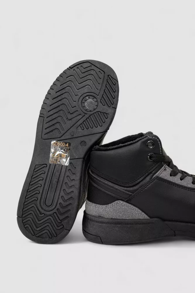 Купити Кросівки жіночі зимові на хутрі, колір чорно-сірий, 248RAD500 - Фото №5