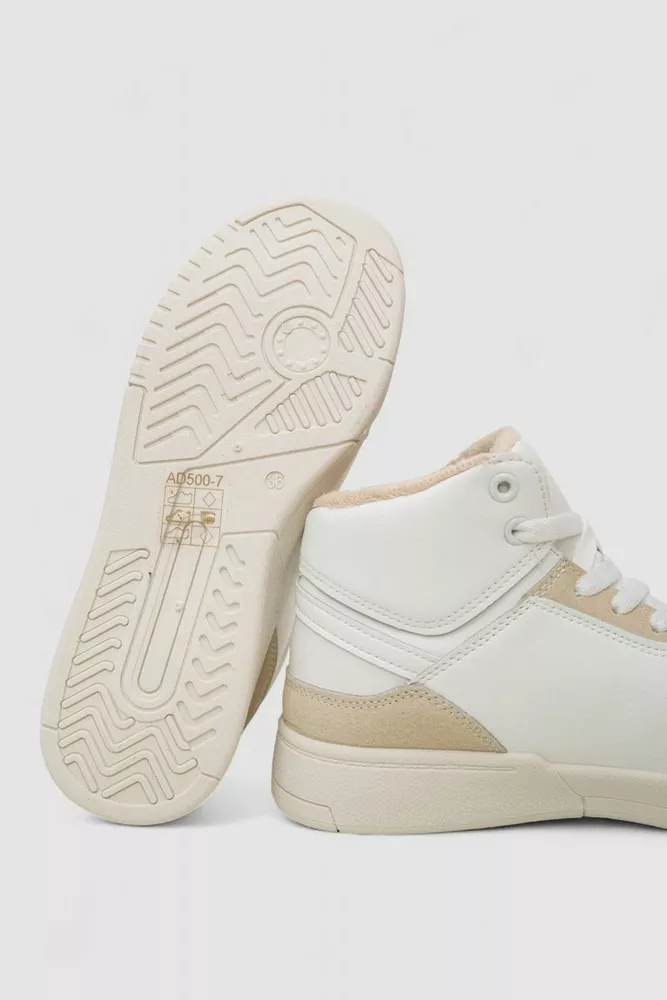 Купити Кросівки жіночі зимові на хутрі, колір біло-бежевий, 248RAD500 - Фото №5