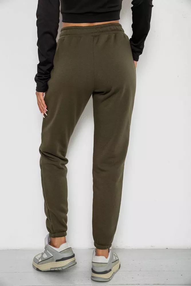 Купить Спортивные штаны женские на флисе, цвет хаки, 238R57012 - Фото №4