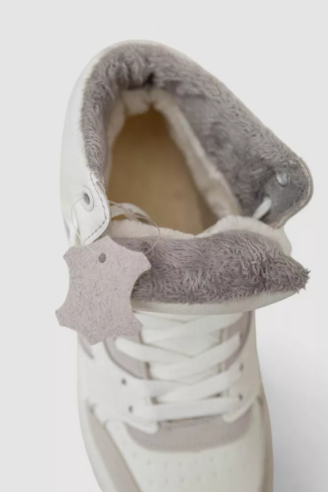 Купить Кроссовки женские зимние на меху, цвет бело-серый, 248RAD500 - Фото №6