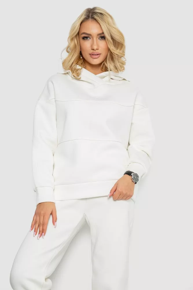 Купити Спортивний костюм жіночий на флісі  -уцінка, колір білий, 247R10765-U-36 - Фото №2