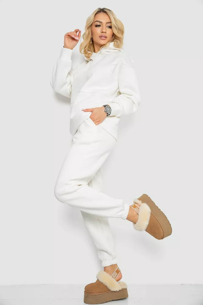 Купити Спортивний костюм жіночий на флісі  -уцінка, колір білий, 247R10765-U-36 - Фото №3