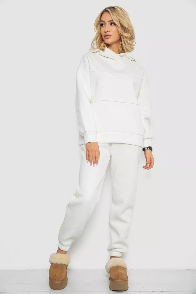Купити Спортивний костюм жіночий на флісі  -уцінка, колір білий, 247R10765-U-36 - Фото №1