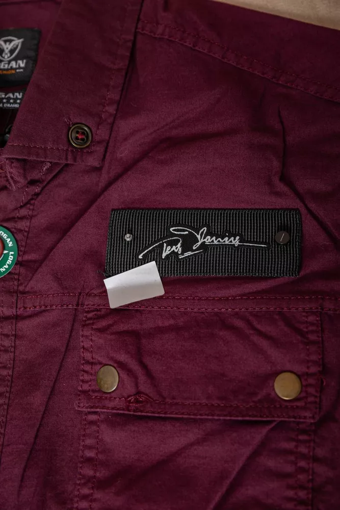 Купить Рубашка мужская однотонная с принтом  -уценка, цвет бордовый, 186R01-U-1 оптом - Фото №6