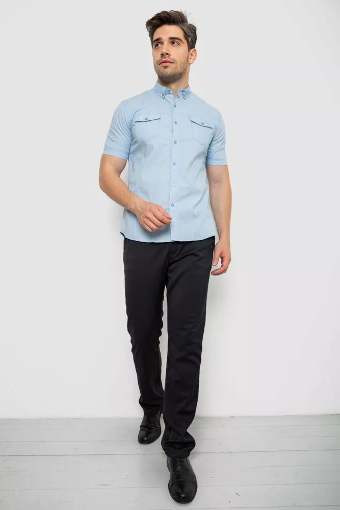 Купить Рубашка мужская однотонная  -уценка, цвет голубой, 214R6917-2-U-3 - Фото №2