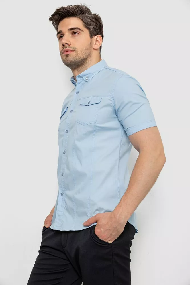 Купить Рубашка мужская однотонная  -уценка, цвет голубой, 214R6917-2-U-3 - Фото №3