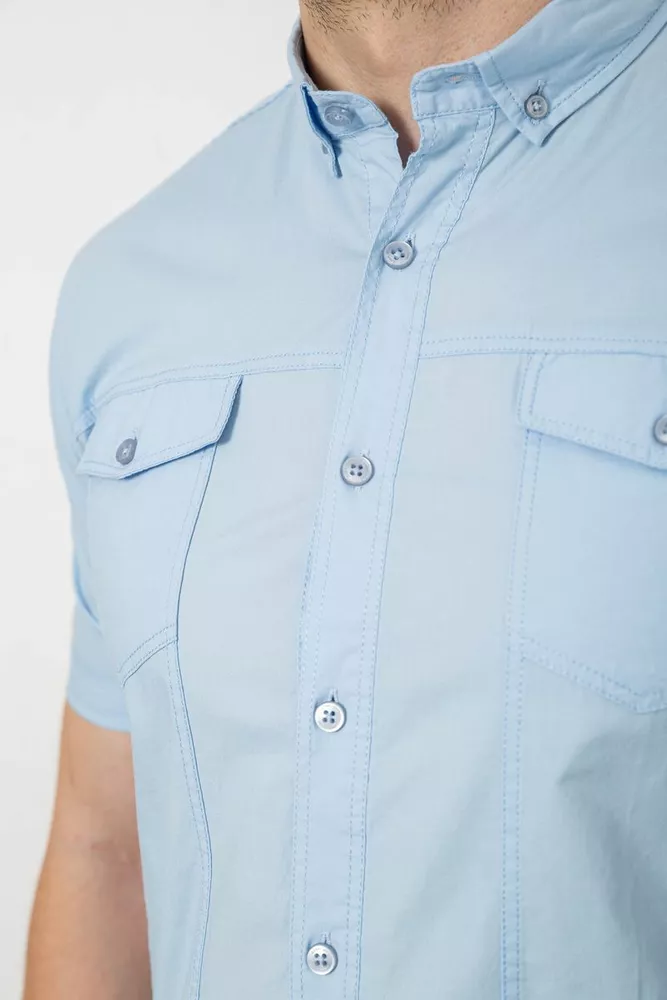 Купить Рубашка мужская однотонная  -уценка, цвет голубой, 214R6917-2-U-3 - Фото №5