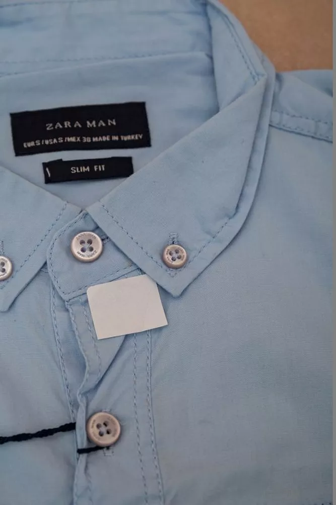 Купить Рубашка мужская однотонная  -уценка, цвет голубой, 214R6917-2-U-3 - Фото №6