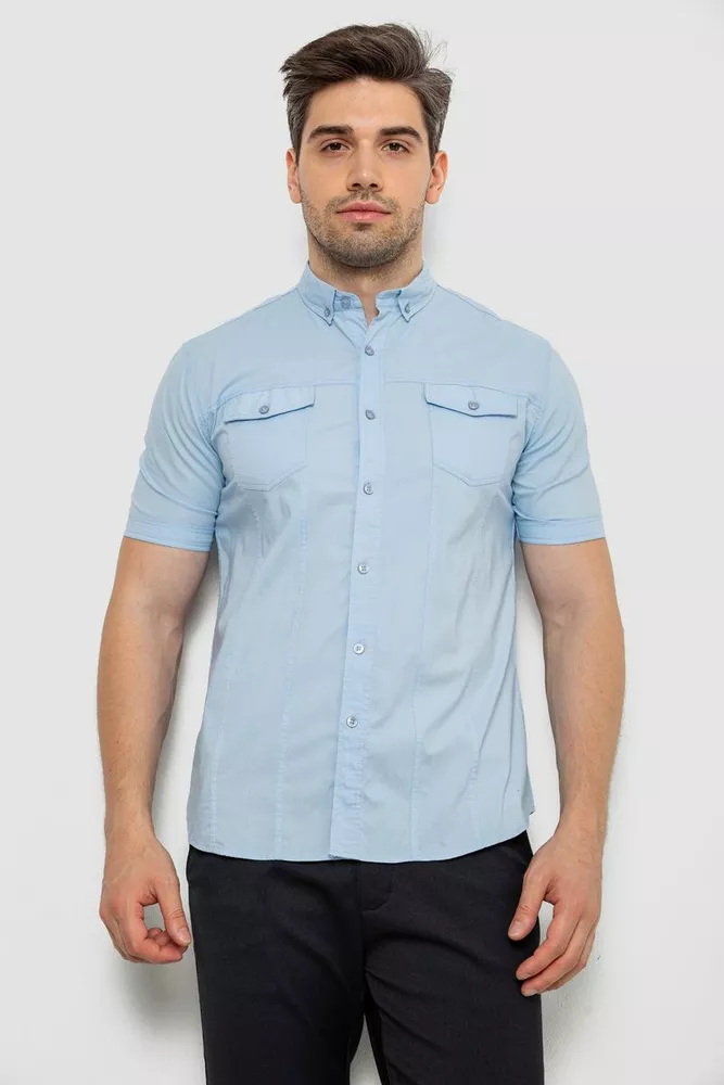 Купить Рубашка мужская однотонная  -уценка, цвет голубой, 214R6917-2-U-3 - Фото №1