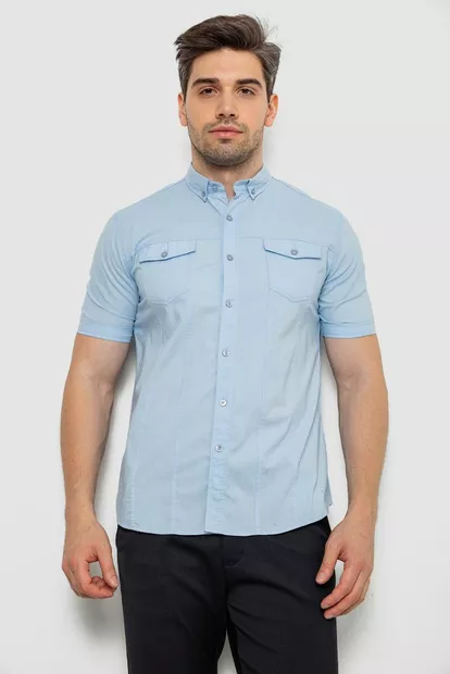 Рубашка мужская однотонная  -уценка, цвет голубой, 214R6917-2-U-4