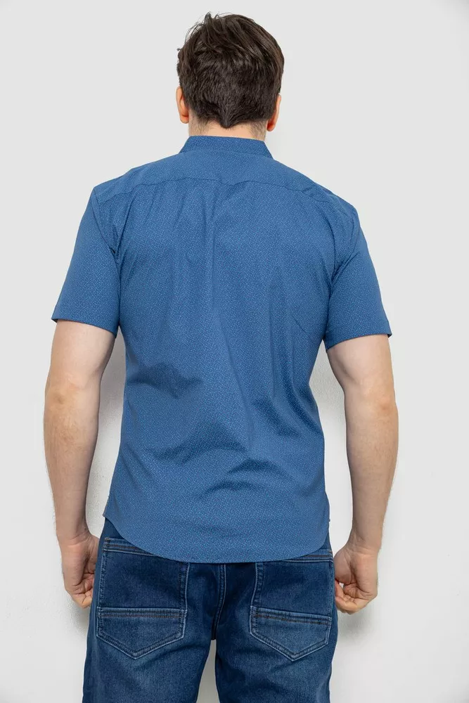 Купить Мужская рубашка однотонная с принтом  -уценка, цвет синий, 186R6917-5-U - Фото №4