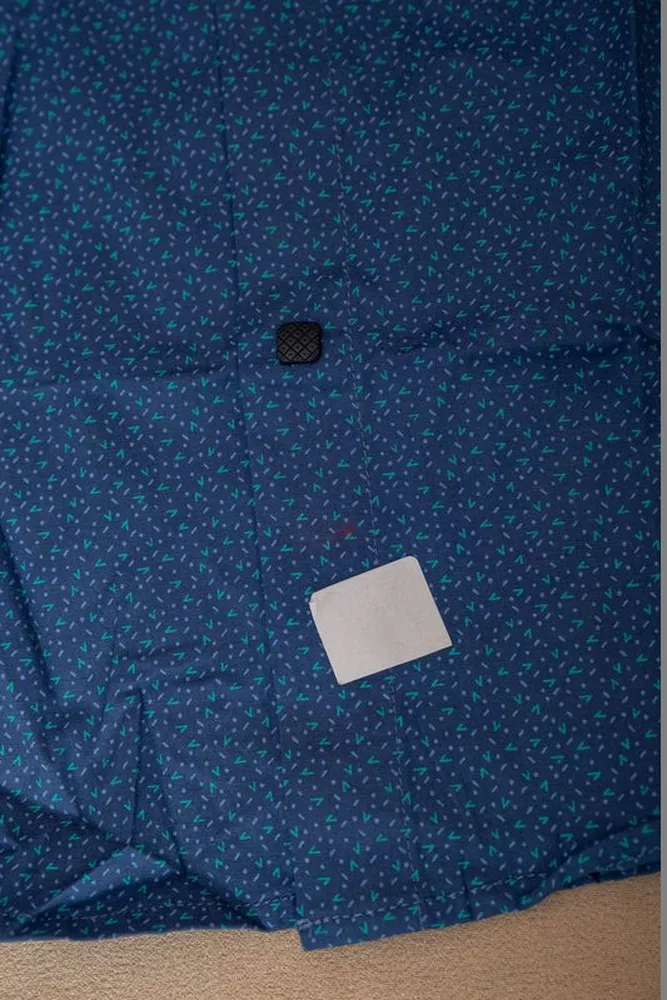 Купить Мужская рубашка однотонная с принтом  -уценка, цвет синий, 186R6917-5-U - Фото №6