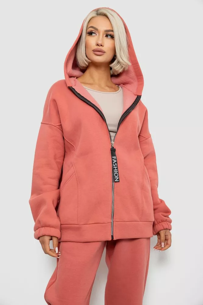Купить Спортивный костюм женский на флисе, цвет коралловый, 247R1058-5 - Фото №2