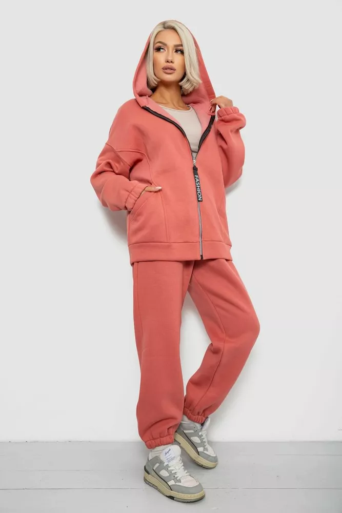 Купить Спортивный костюм женский на флисе, цвет коралловый, 247R1058-5 - Фото №3