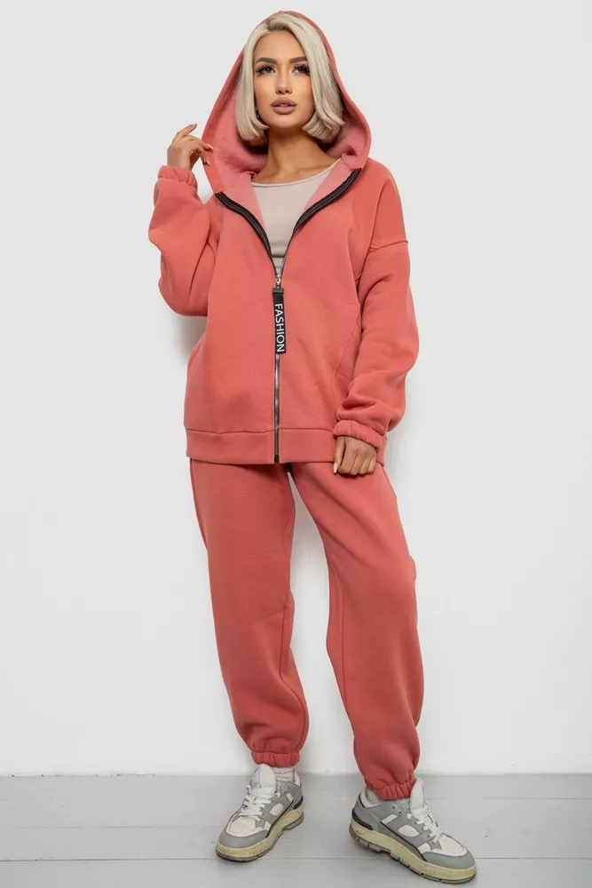 Купить Спортивный костюм женский на флисе, цвет коралловый, 247R1058-5 - Фото №1