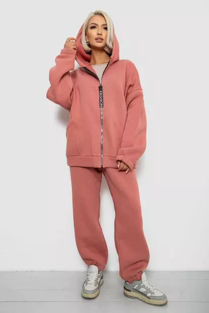 Спортивный костюм женский на флисе, цвет пудровый, 247R1058-5
