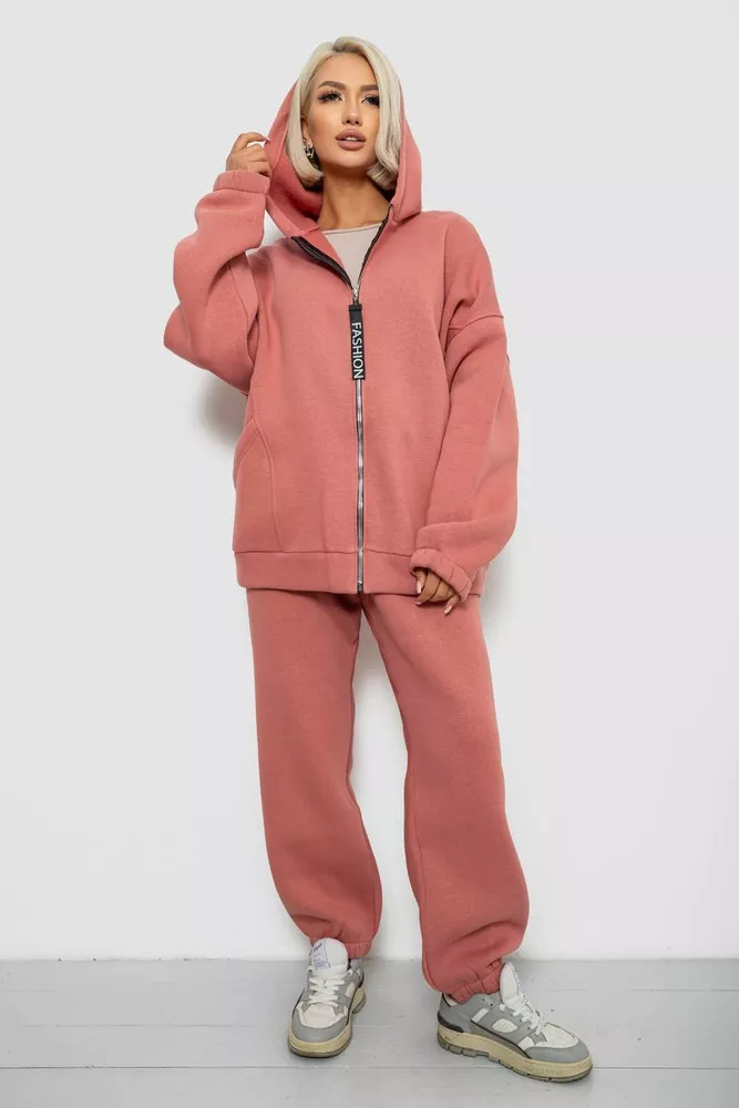 Купить Спортивный костюм женский на флисе, цвет пудровый, 247R1058-5 - Фото №1