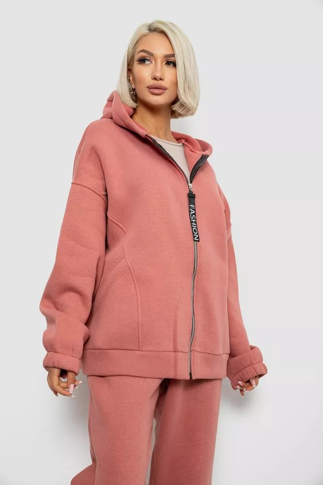 Купить Спортивный костюм женский на флисе, цвет пудровый, 247R1058-5 - Фото №2