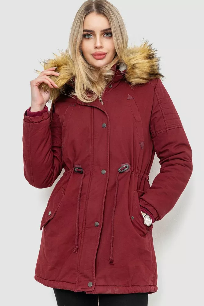 Купити Парка жіноча зимова, колір бордовий, 244R6908 - Фото №1