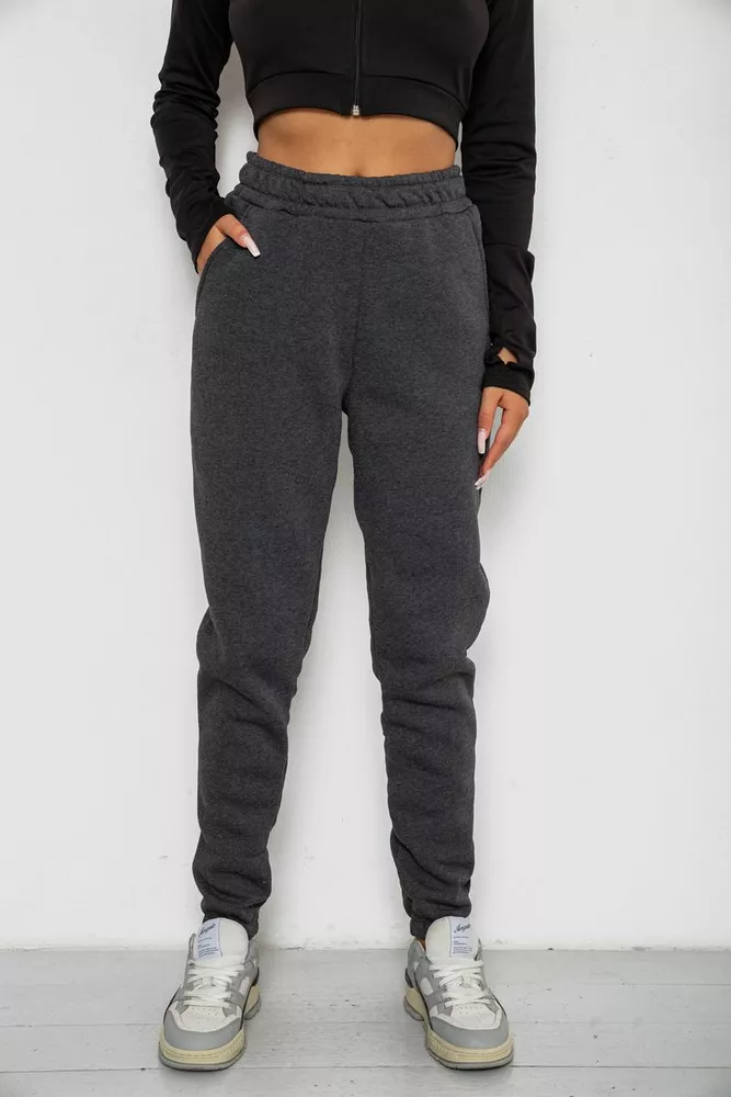 Купить Спортивные штаны женские на флисе  -уценка, цвет серый, 238R58671-1-U-4 - Фото №1