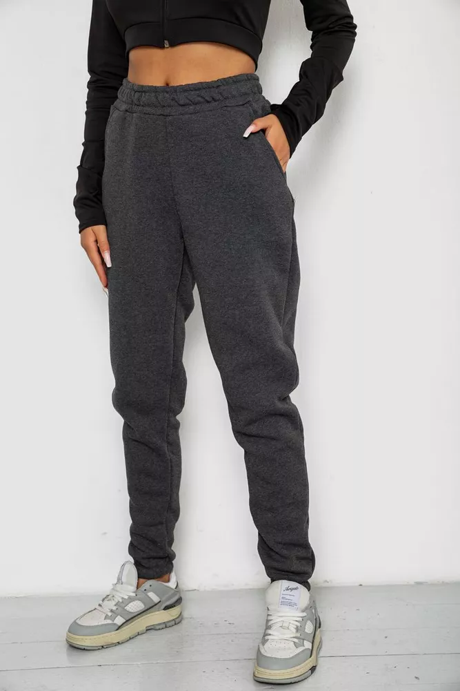 Купить Спортивные штаны женские на флисе  -уценка, цвет серый, 238R58671-1-U-5 - Фото №3
