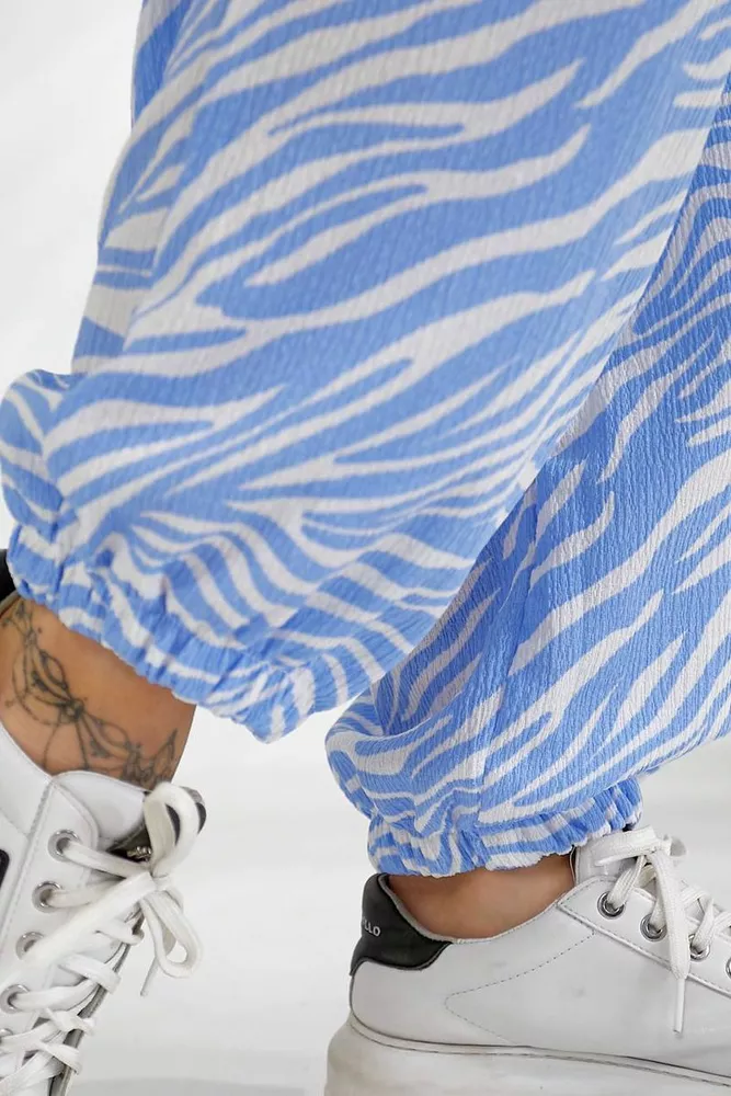 Купить Костюм женский повседневный с принтом, цвет голубой, 257R815-1 - Фото №7