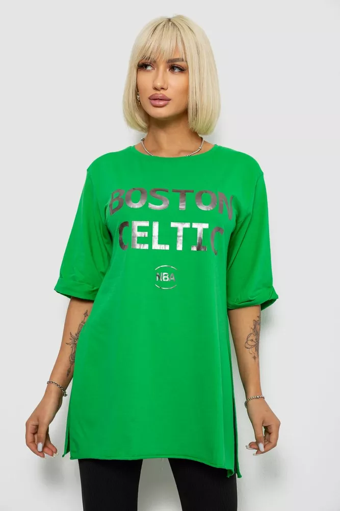 Купить Футболка женская с принтом, цвет зеленый, 244R1039 - Фото №1