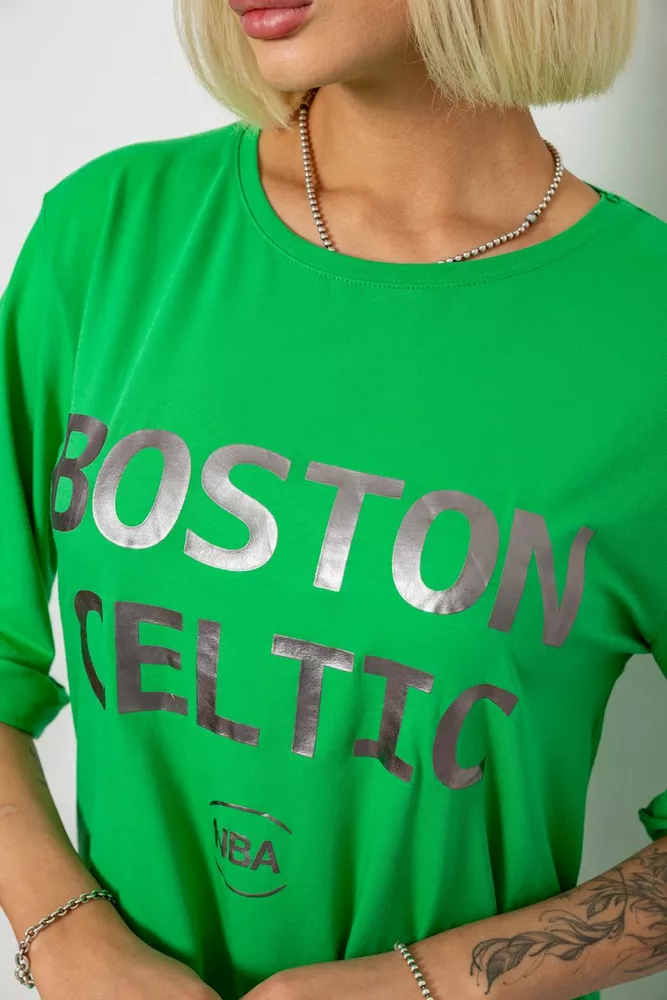 Купить Футболка женская с принтом, цвет зеленый, 244R1039 - Фото №5