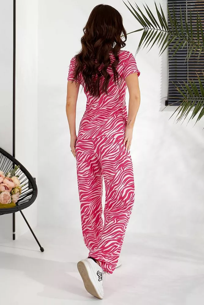 Купить Костюм женский повседневный с принтом, цвет розовый, 257R815-1 - Фото №7