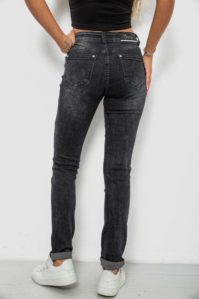 Купити Джинси жіночі однотонні Skinny, колір сірий, 244RRE-6028 - Фото №4