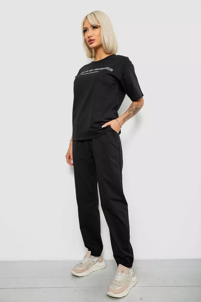 Купить Костюм женский повседневный однотонный, цвет черный, 221R101 - Фото №3