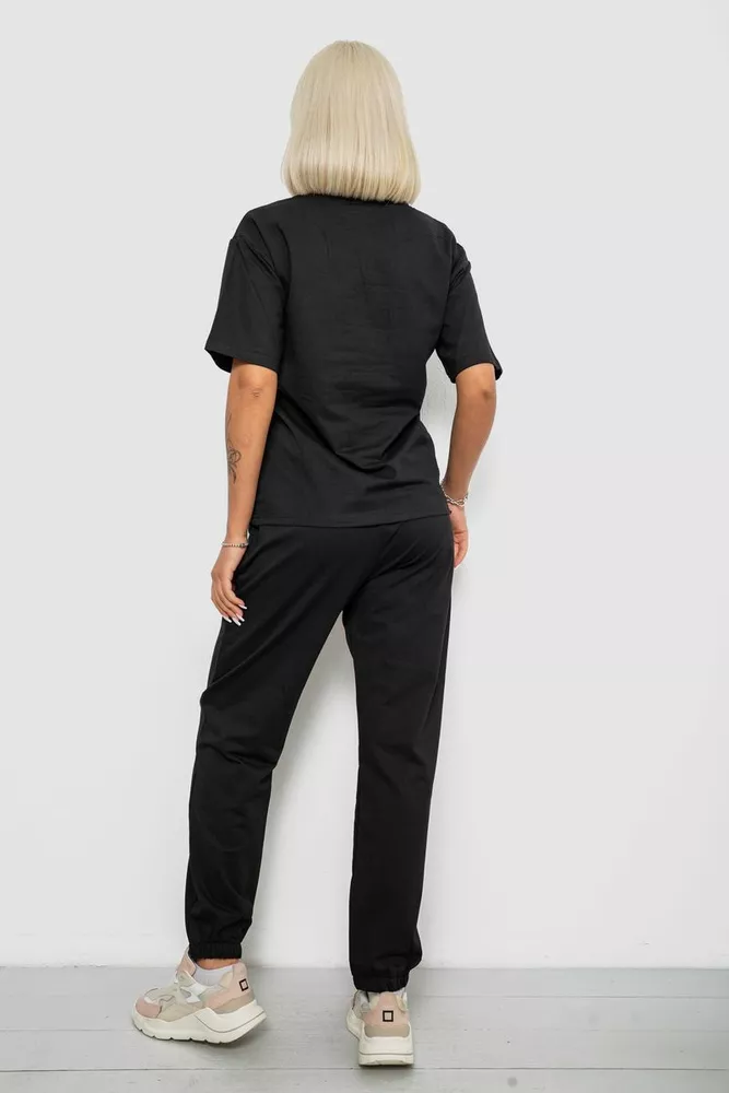 Купить Костюм женский повседневный однотонный, цвет черный, 221R101 - Фото №4