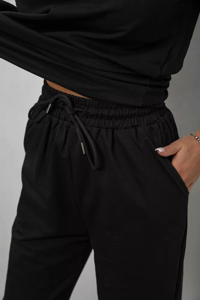 Купить Костюм женский повседневный однотонный, цвет черный, 221R101 - Фото №5