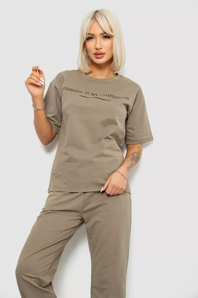 Купить Костюм женский повседневный однотонный, цвет хаки, 221R101 - Фото №2
