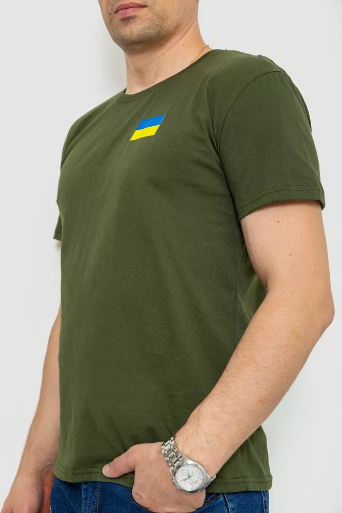Купити Футболка чоловіча патріотична, колір хакі, 226R040 - Фото №3