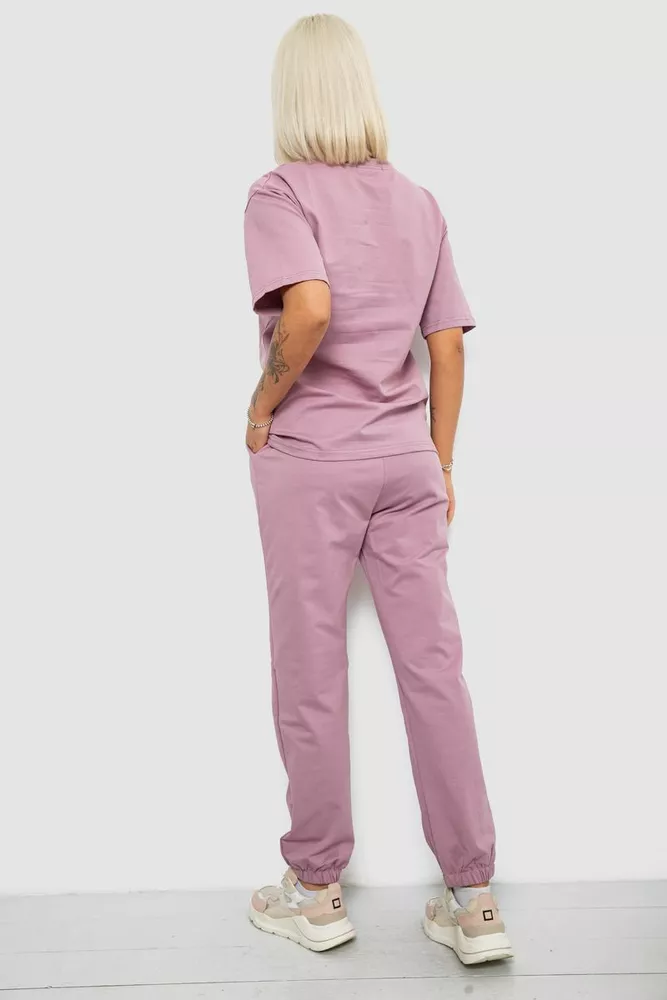 Купить Костюм женский повседневный однотонный, цвет пудровый, 221R101 - Фото №4