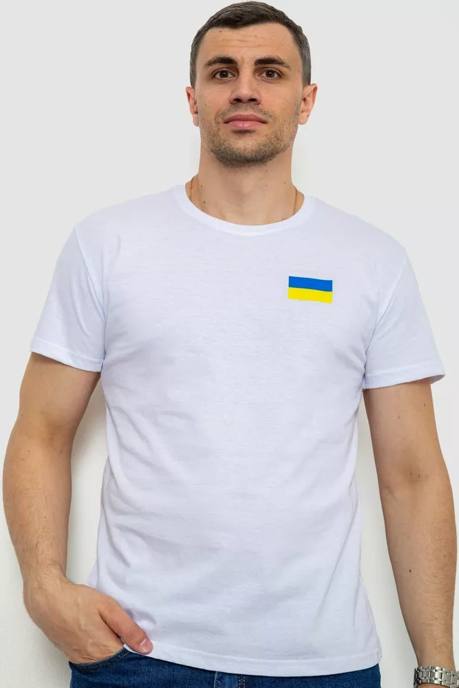 Купити Футболка чоловіча патріотична, колір білий, 226R040 - Фото №1