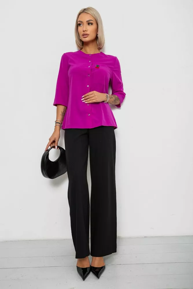 Купити Блуза класична з принтом, колір фуксія, 230R191-1 - Фото №2