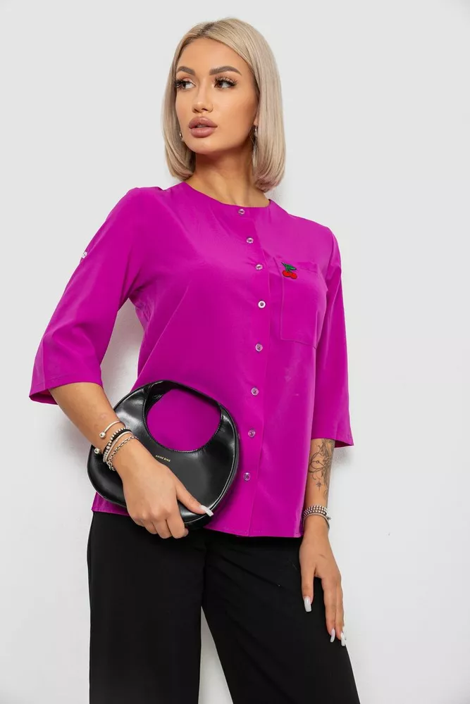 Купити Блуза класична з принтом, колір фуксія, 230R191-1 - Фото №3
