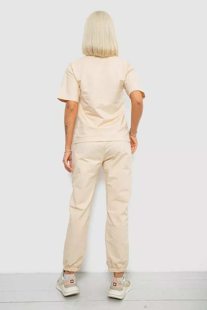 Купить Костюм женский повседневный однотонный, цвет бежевый, 221R101 - Фото №4